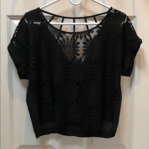 Black sheer floral top, festival, boho, daisy 🌻